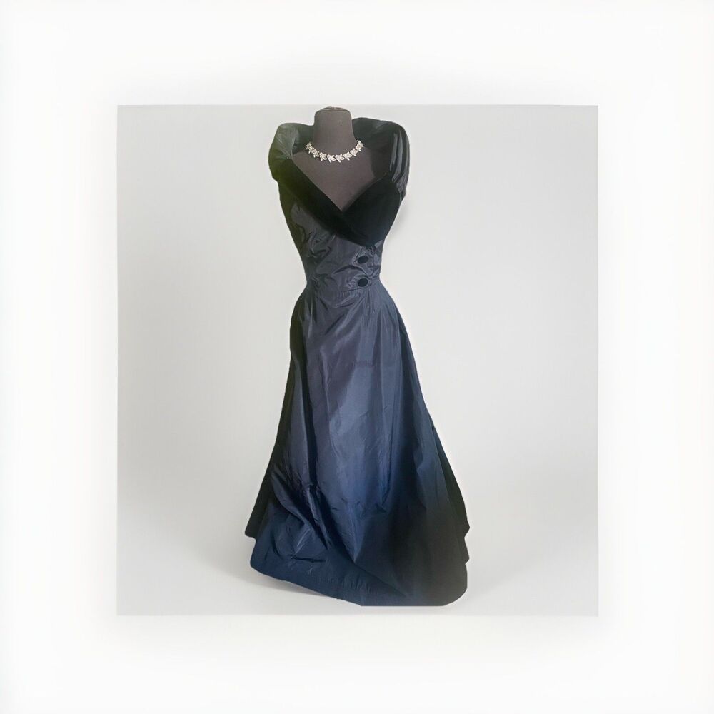 Vintage Murray Arbied London Black Taffeta & Velvet Gown